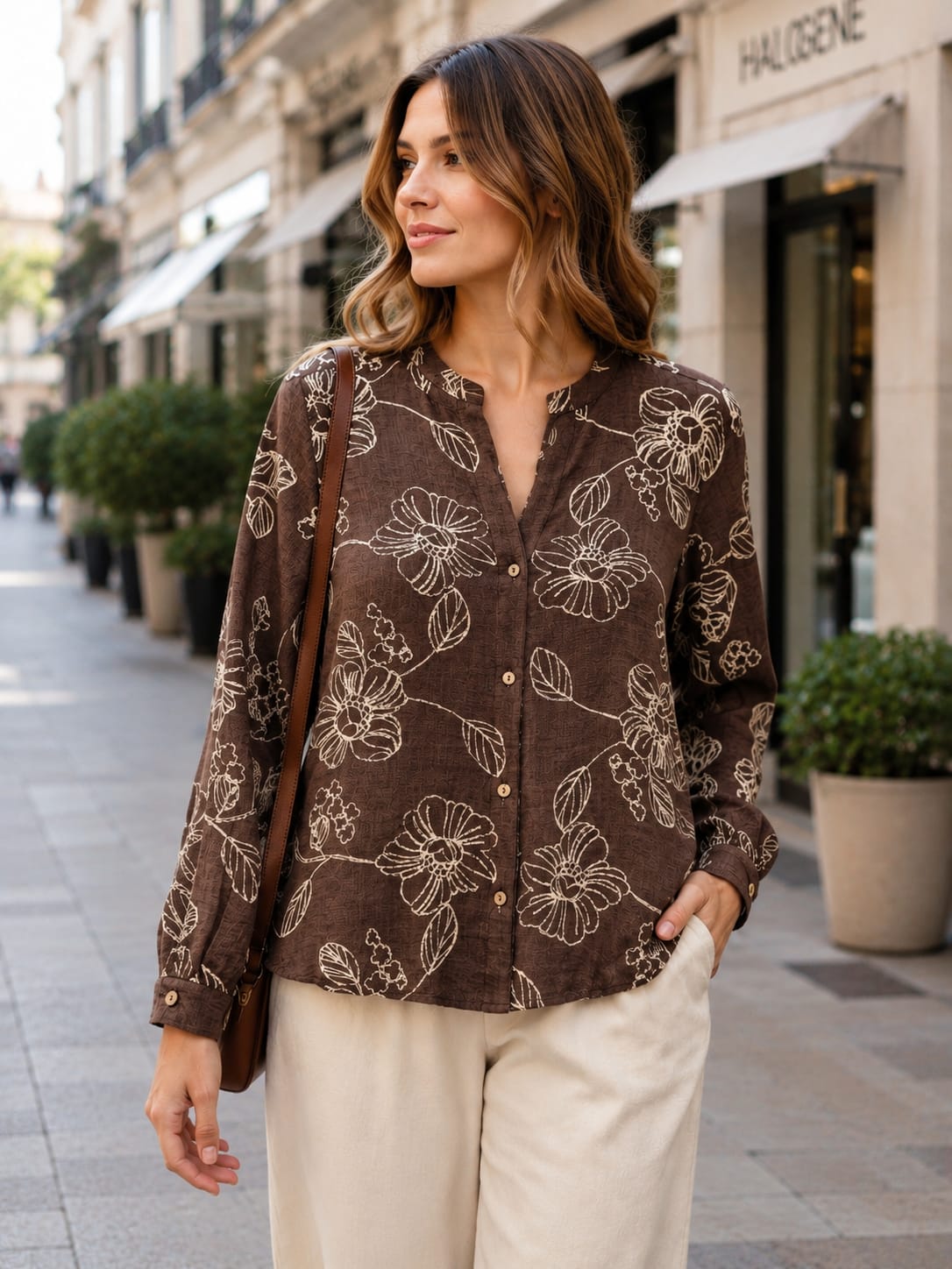 Chemise brodée manches longues, col rond / W254CJ57 – Image 3