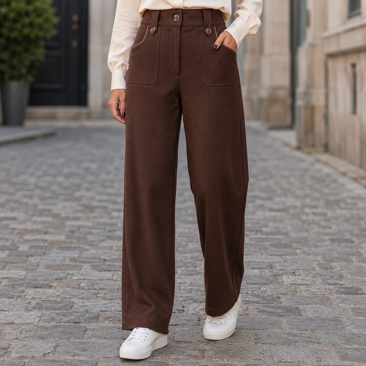 Pantalon coupe large, 2 poches devant, dos élastiqué / Y441AJ41 – Image 2
